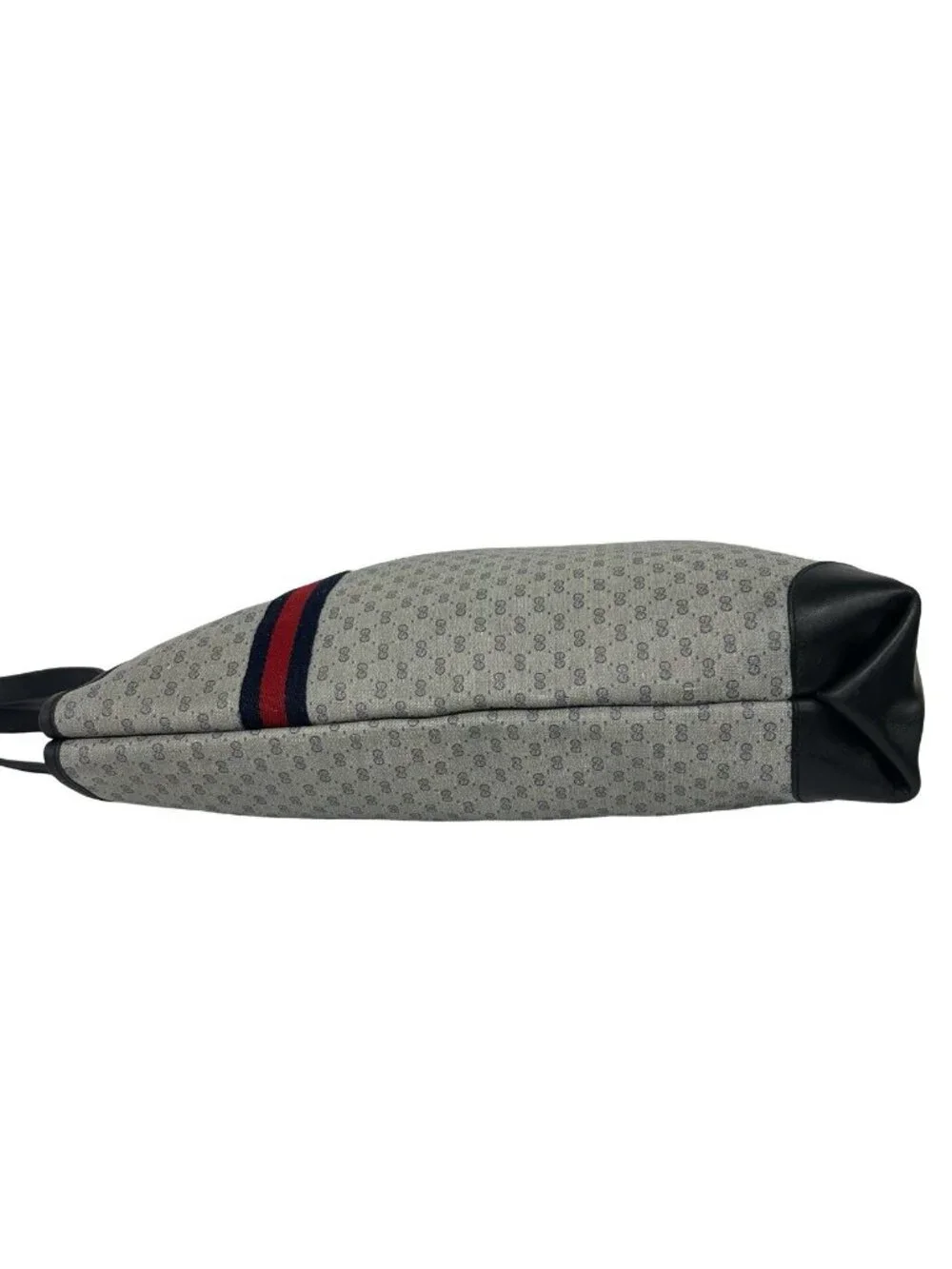 Gucci Vintage Sherry Line Micro GG Logo Pattern Leather Tote Shoulder Bag Navy